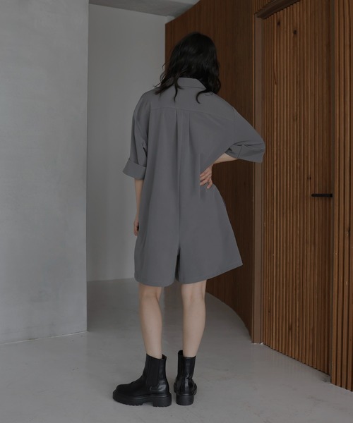 hellam サロペット オーバーオール クレープ シャツロンパース
