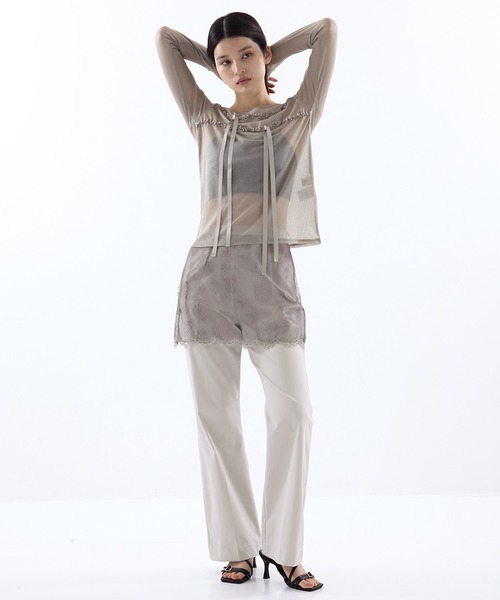 【美品】HOUGA　キャミソール　sandyシリーズ　リボン　ベージュ　ホウガ 美品】HOUGA キャミソール sandyシリーズ リボン ベージュ ホウガ