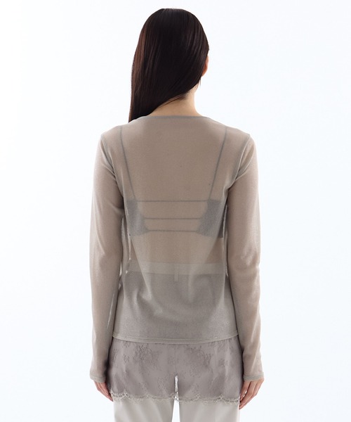 tシャツ 「HOUGA/ホウガ」「STUDIOUS別注」SHEER RIBON SKIN TOPS/シアーリボンスキントップス レディース HOUGA tシャツ 「HOUGA/ホウガ」「STUDIOUS別注」SHEER RIBON