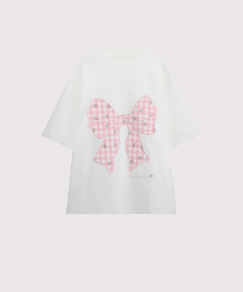 tシャツ Ribbon Motif Embroidery T レディース