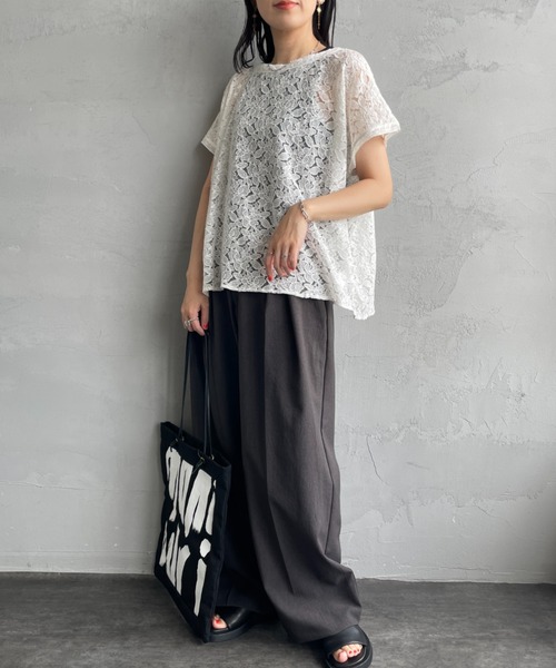 ブラウス シャツ 「SOIL/ソイル」 ボイル チュールレース フレンチスリーブ スモックシャツ レディース SOIL(ファッション) ブラウス シャツ 「SOIL/ソイル」 ボイル