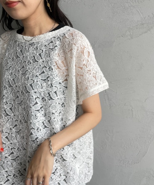 30%OFF SOIL/ソイル ボイルチュールレースフレンチスリーブスモック 半袖Tシャツ 半袖シャツ NSL25052 レディース[1点のみメール便可能] セール】[SOIL/ソイル] ボイル チュールレース フレンチスリーブ