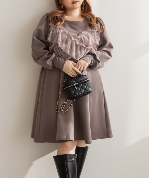 clette ドレス CLETTE 「CLETTE」 長袖ワンピース 4L ブラック レディース