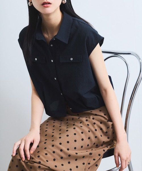 VIS ブラウス シャツ 「夏トク価格」「UVケア/洗える」フレンチ