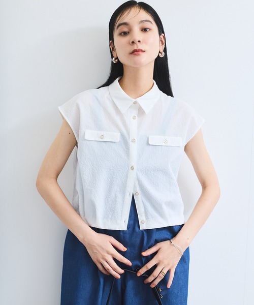 VIS ブラウス シャツ 「夏トク価格」「UVケア/洗える」フレンチ