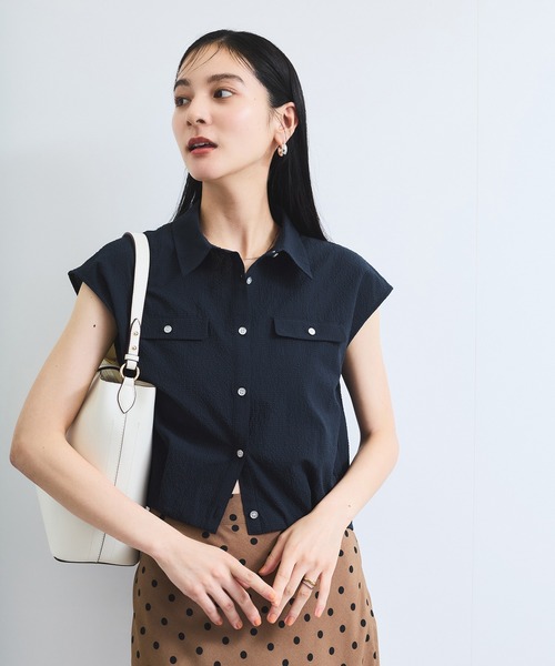 VIS ブラウス シャツ 「夏トク価格」「UVケア/洗える」フレンチ