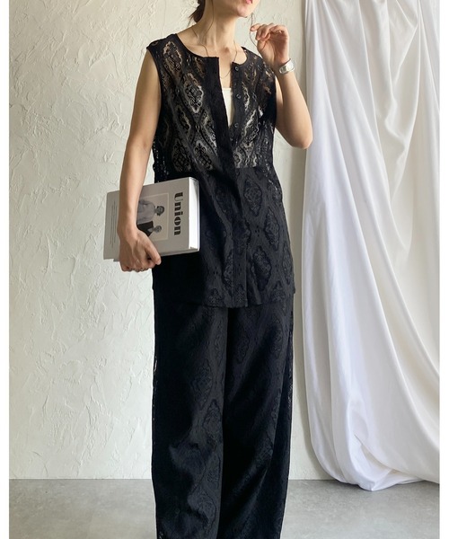 She's Closet セットアップ ノースリーブラッセルレースジレ