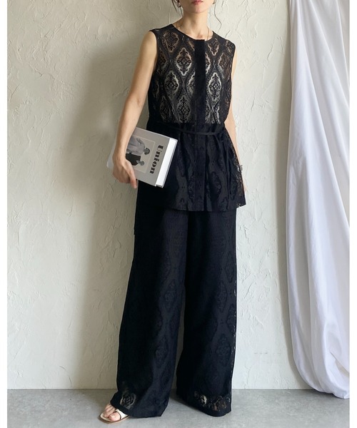 2collar セットアップ ノースリーブトップス プリーツスカート She's Closet セットアップ ノースリーブラッセルレースジレ