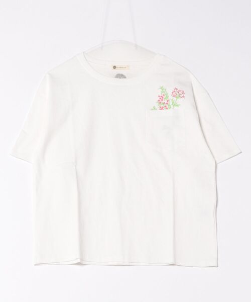 tシャツ (BD)「BARNDOOR」フラワー プリント 胸ポケット付き Tシャツ レディース