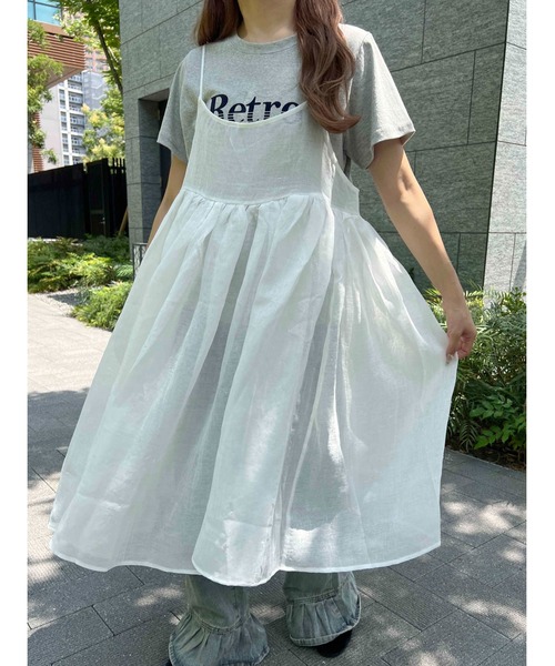さくおぎゅ様　キャミワンピース　サイズ1 カラーWHT WC ワンピース ボリュームシアーロングキャミワンピース : ZOZOTOWN