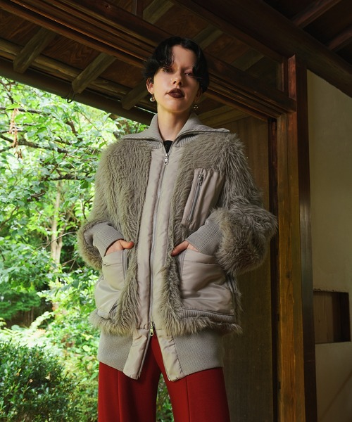 OMMO ショートブルゾン OMMO（オーエムエムオー） ブルゾン アウター SHAGGY KNIT BZ