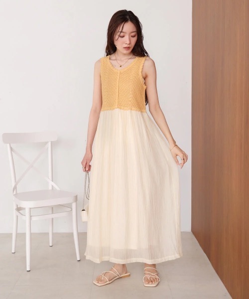 CHANEL✨ワンピース クローバー　希少！美品！お値下げ！ BAB（バブ） ワンピース クロシェコンビキャミワンピース「低身長・高