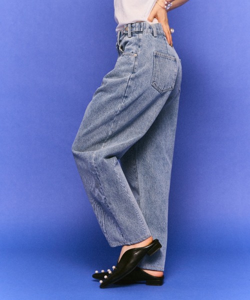 「manana suerte」 加工デニムパンツ LARGE ブルー レディース