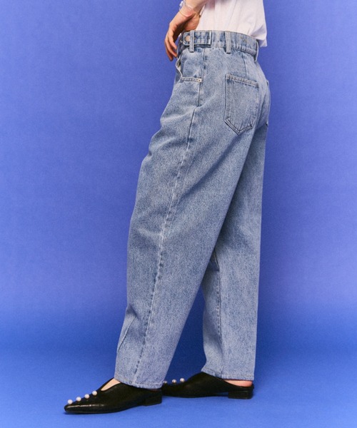 「manana suerte」 加工デニムパンツ LARGE ブルー レディース