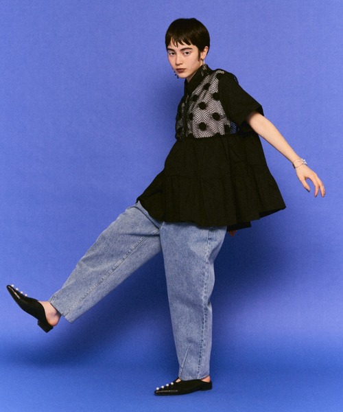 「manana suerte」 加工デニムパンツ LARGE ブルー レディース