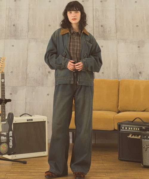 Zooodle ジーンズ Tuck wide denim pants - タックワイドデニムパンツ