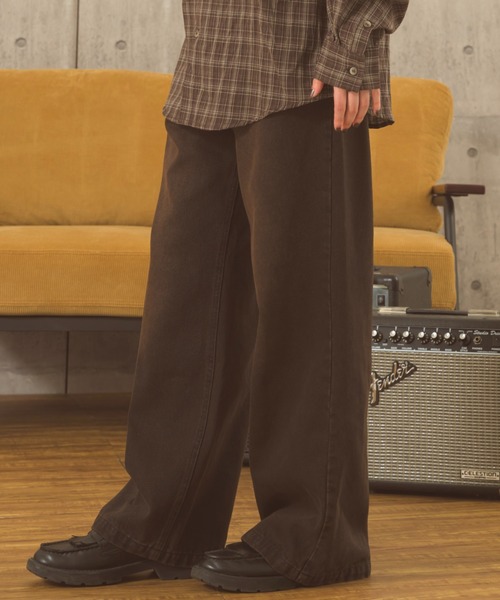 Zooodle ジーンズ tuck wide denim pants - タックワイドデニムパンツ