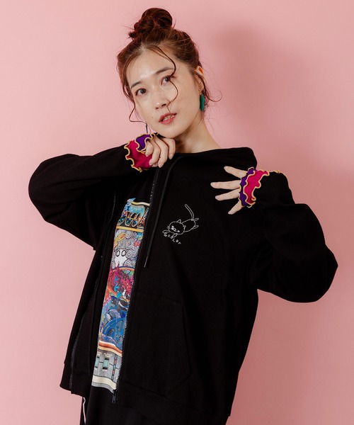 新品未使用✨️レア せとはる レザレクション コラボ パーカー Sサイズ ScoLar（スカラー） パーカー 153615：にゃんこスカラー 袖配色