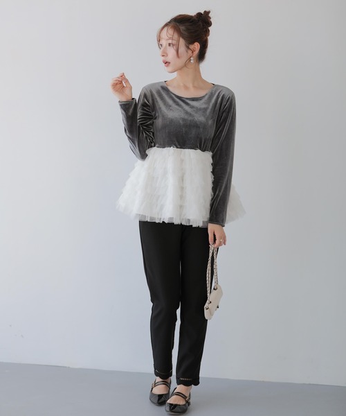 Fit more ✨新品2025AW バレリーナチュチュベロアトップス ブラック Fit more（フィットモア） バレリーナチュチュベロアトップス