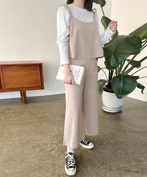 ReRe サロペット オーバーオール ビスチェ×ワイドパンツオールインワン