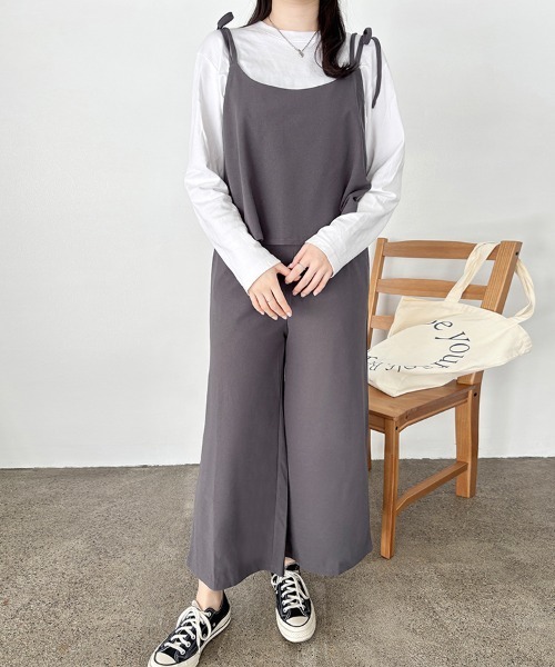 ReRe サロペット オーバーオール ビスチェ×ワイドパンツオールインワン