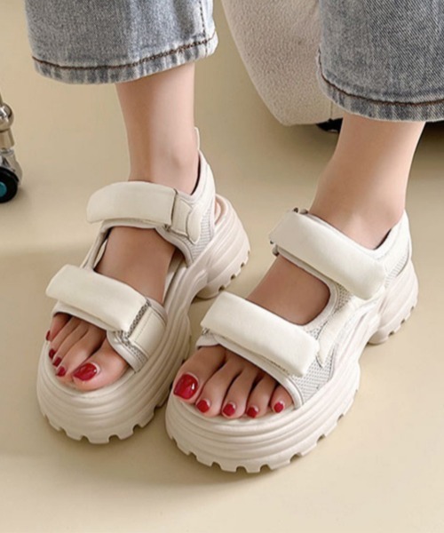 「Miniministore」 フラットサンダル 24.5cm アイボリー レディース_画像6