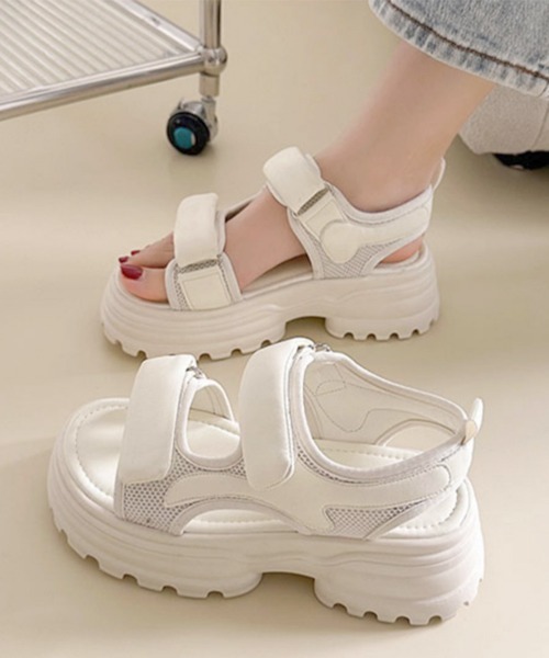 「Miniministore」 フラットサンダル 24.5cm アイボリー レディース_画像8