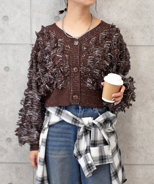 FUN カーディガン ラメフリンジカーデ レディース : ZOZOTOWN Yahoo!店