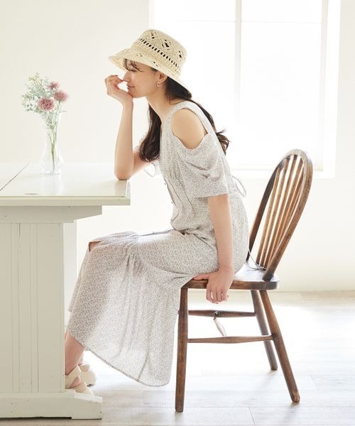 「mysty woman」 半袖ワンピース FREE オフホワイト レディース_画像3