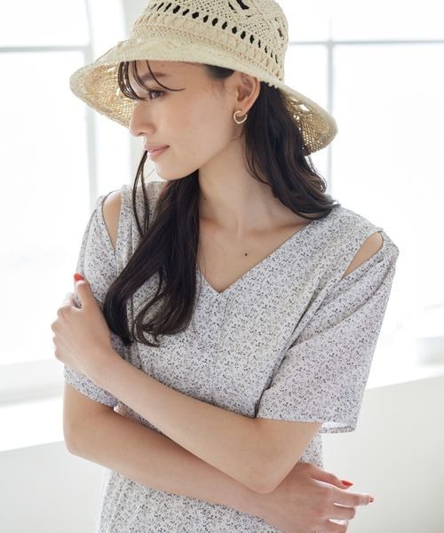 「mysty woman」 半袖ワンピース FREE オフホワイト レディース_画像5