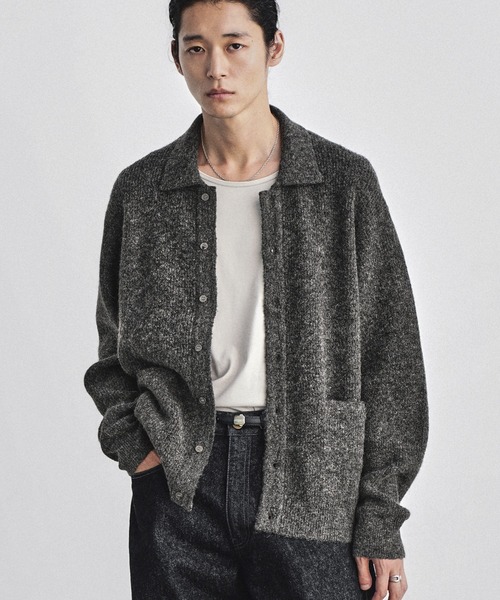 トップス WYM MOHAIR BLEND KNIT SHIRT CARDIGAN M WYM LIDNM セーター ニット 厚手 MOHAIR BLEND KNIT SHIRT CARDIGAN