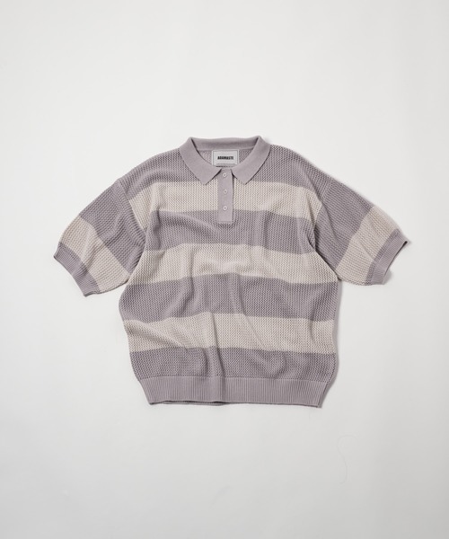 「ADAMASTE」 半袖ニット MEDIUM グレー メンズ_画像4