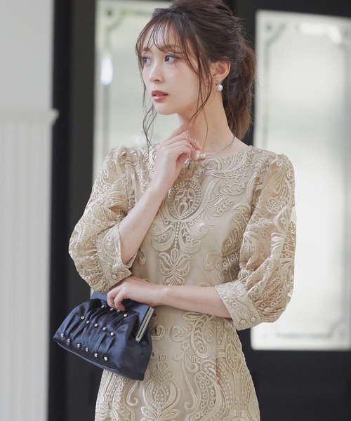 「niana」 「haremode」7分袖ワンピース S ネイビー レディース_画像5