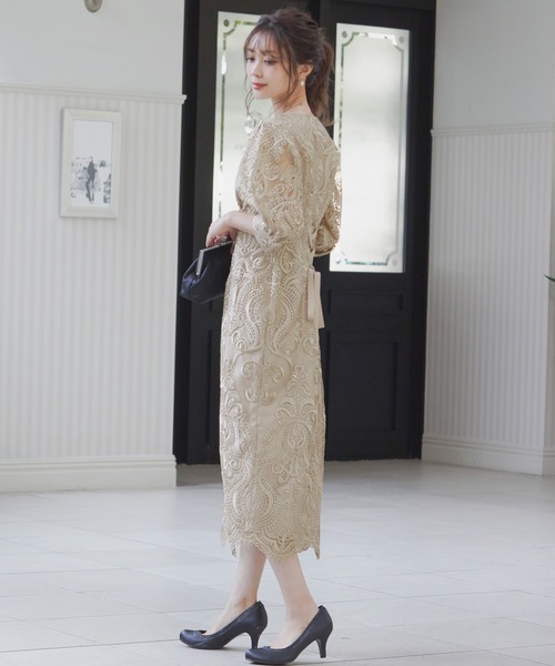 「niana」 「haremode」7分袖ワンピース S ネイビー レディース_画像9