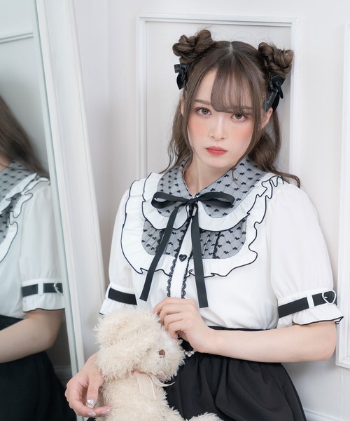 「DearMyLove」 半袖シャツ MEDIUM ホワイト レディース_画像2