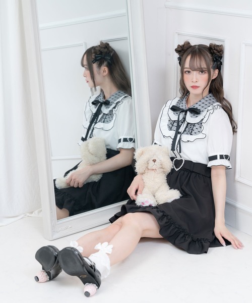 「DearMyLove」 半袖シャツ MEDIUM ホワイト レディース_画像4