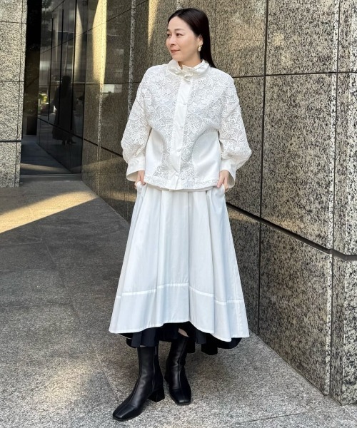 ブルゾン アウター ナイロンダンプ×レースブルゾン レディースの画像