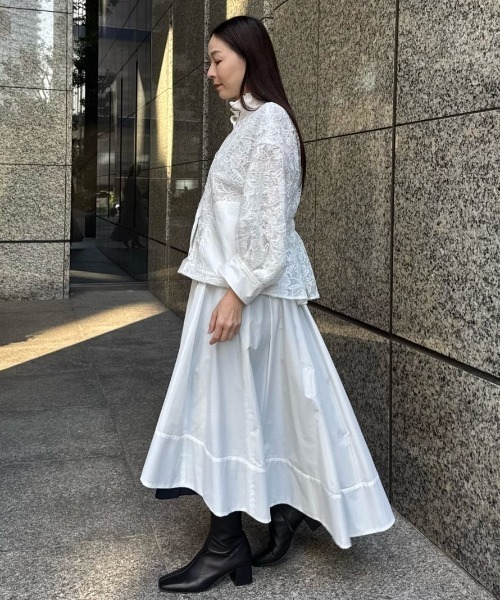 ブルゾン アウター ナイロンダンプ×レースブルゾン レディースの画像