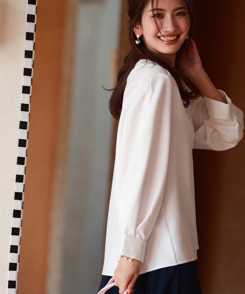 「SAISON DE PAPILLON」 長袖ブラウス M ホワイト レディース_画像3