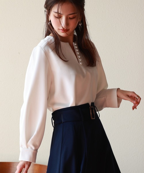 「SAISON DE PAPILLON」 長袖ブラウス M ホワイト レディース_画像4