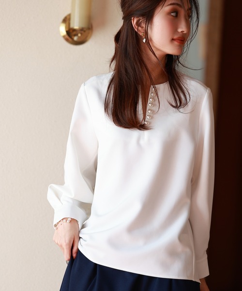 「SAISON DE PAPILLON」 長袖ブラウス M ホワイト レディース_画像7