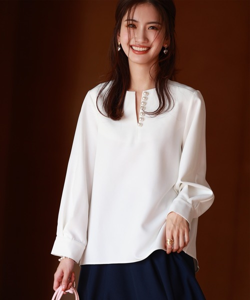 「SAISON DE PAPILLON」 長袖ブラウス M ホワイト レディース_画像9