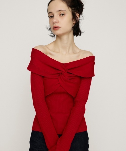 SLY（スライ） ニット セーター TWIST RIBBON KNIT TOPS ツイスト