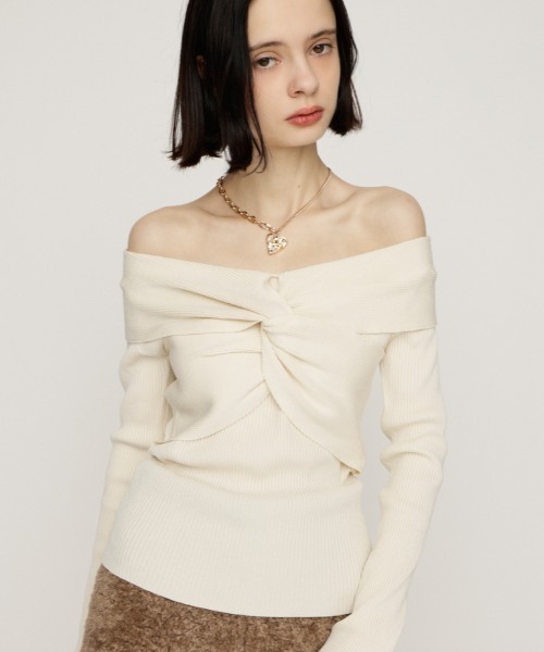 SLY（スライ） ニット セーター TWIST RIBBON KNIT TOPS ツイスト