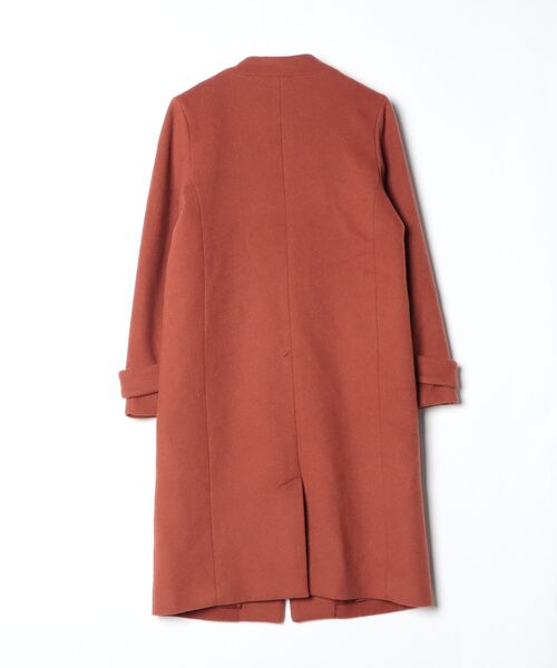 「BEAMS HEART」 ノーカラーコート M ブラウン レディース_画像2