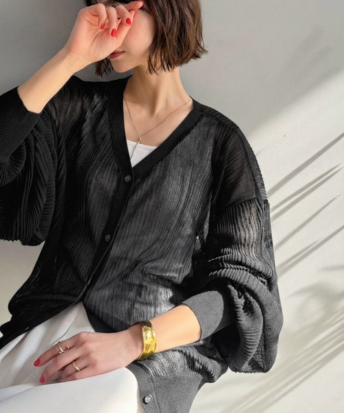 ⠀ ENOF sheer cardigan ブラック イナフ シアーカーディガン ENOF（イナフ）の「sheer cardigan（カーディガン/ボレロ）」 - WEAR