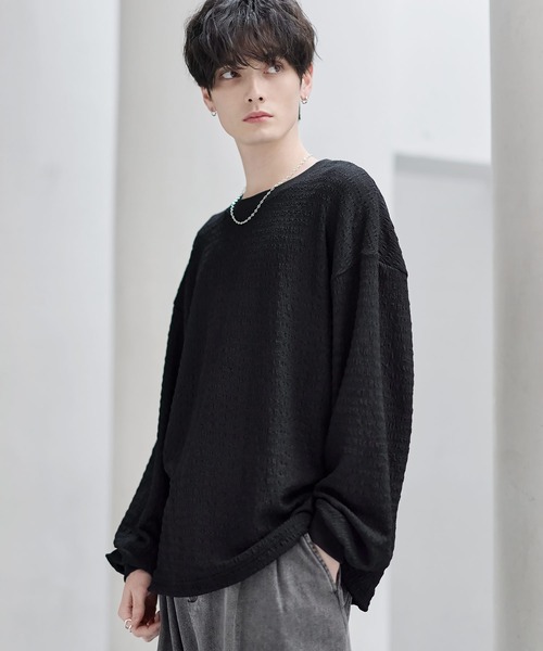 tシャツ シャーリングロングTシャツ「ドローコード付き」 メンズ