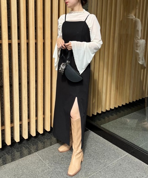 「one after another NICE CLAUP」 キャミソールワンピース SMALL ブラック レディース_画像4