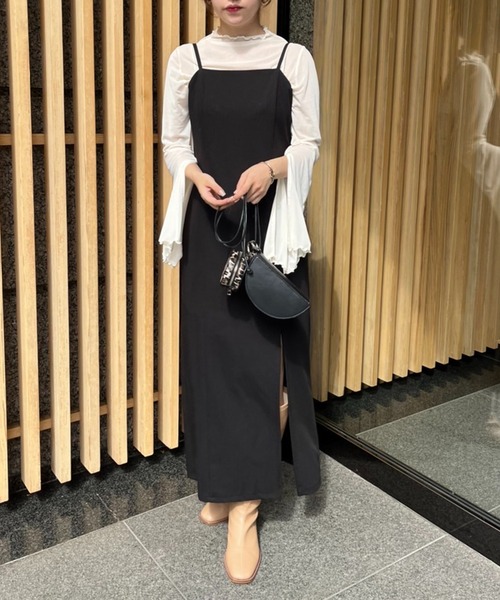 「one after another NICE CLAUP」 キャミソールワンピース SMALL ブラック レディース_画像9