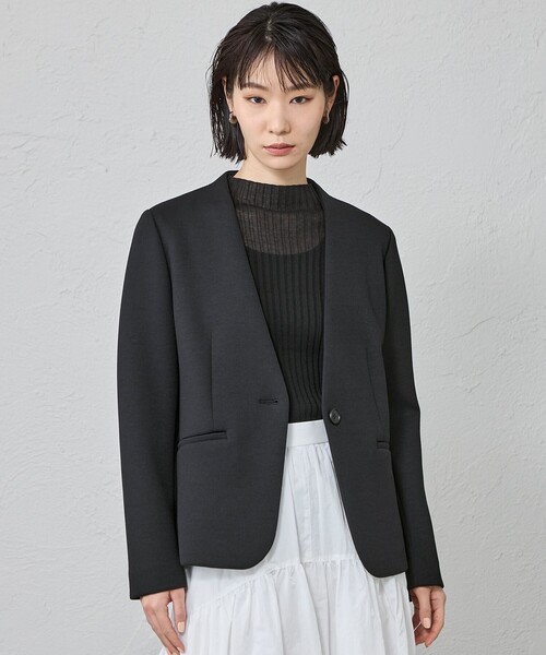 uvカット ジャケット ノーカラージャケット 「接触冷感/UV対策/セットアップ対応」ノーカラーダンボールジャケット レディース_2